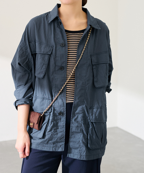 FRAMeWORK（フレームワーク）の「ローンワッシャーミリタリージャケット（ミリタリージャケット・レディース・ネイビー/アイボリー・FREE）」の2枚目の写真