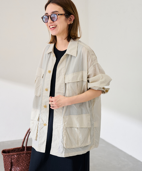 FRAMeWORK（フレームワーク）の「ローンワッシャーミリタリージャケット（ミリタリージャケット・レディース・ネイビー/アイボリー・FREE）」の9枚目の写真