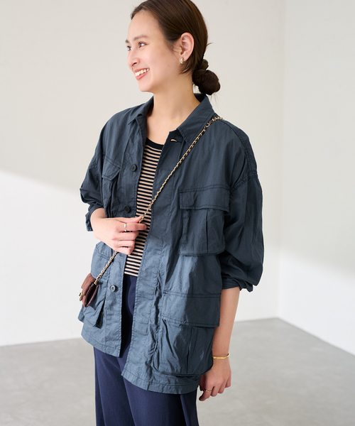 FRAMeWORK（フレームワーク）の「ローンワッシャーミリタリージャケット（ミリタリージャケット・レディース・ネイビー/アイボリー・FREE）」の19枚目の写真
