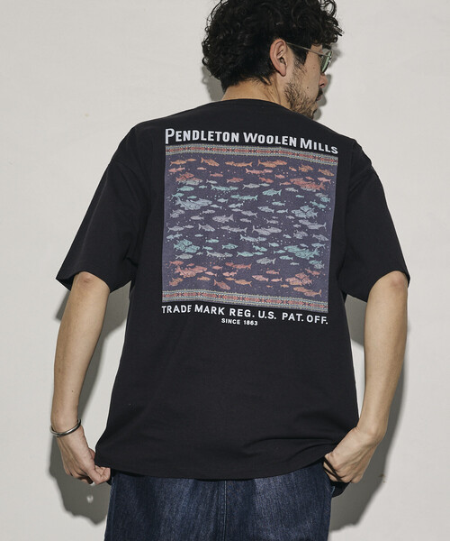 PENDLETON（ペンドルトン）の「PENDLETON/ペンドルトン 別注 ヴィンテージブランケット デザイン バックプリントTシャツ（Tシャツ/カットソー・メンズ・ブラック/オフホワイト/オリーブ・MEDIUM/LARGE）」の6枚目の写真