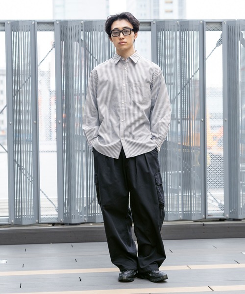 RAGEBLUE（レイジブルー）の「80TC Broad Stripe Over Shirt/ブロードストライプオーバーシャツ（シャツ/ブラウス・メンズ・イエロー/ライトグリーン/ピンク/ライトブルー/ホワイト・MEDIUM/LARGE）」の10枚目の写真