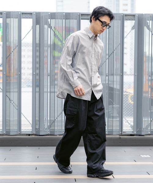 RAGEBLUE（レイジブルー）の「80TC Broad Stripe Over Shirt/ブロードストライプオーバーシャツ（シャツ/ブラウス・メンズ・イエロー/ライトグリーン/ピンク/ライトブルー/ホワイト・MEDIUM/LARGE）」の7枚目の写真