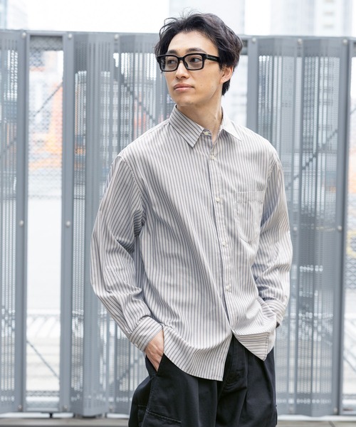 RAGEBLUE（レイジブルー）の「80TC Broad Stripe Over Shirt/ブロードストライプオーバーシャツ（シャツ/ブラウス・メンズ・イエロー/ライトグリーン/ピンク/ライトブルー/ホワイト・MEDIUM/LARGE）」の6枚目の写真