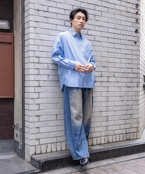 RAGEBLUE（レイジブルー）の「80TC Broad Stripe Over Shirt/ブロードストライプオーバーシャツ（シャツ/ブラウス・メンズ・イエロー/ライトグリーン/ピンク/ライトブルー/ホワイト・MEDIUM/LARGE）」の17枚目の写真