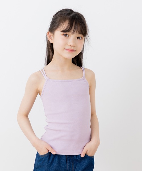 chil2（チルツー）の「テレコ素材 キャミソール（キャミソール・キッズ・クリーム/ラベンダー/ブラック/チャコールグレー・150cm/140cm/100cm/130cm/120cm/110cm）」の4枚目の写真