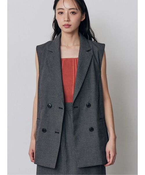 MURUA（ムルーア）の「【セットアップ対応】メッシュダブルジレ（ベスト・レディース・ブラウン/ブラック/アイボリー/グレー・FREE）」の3枚目の写真