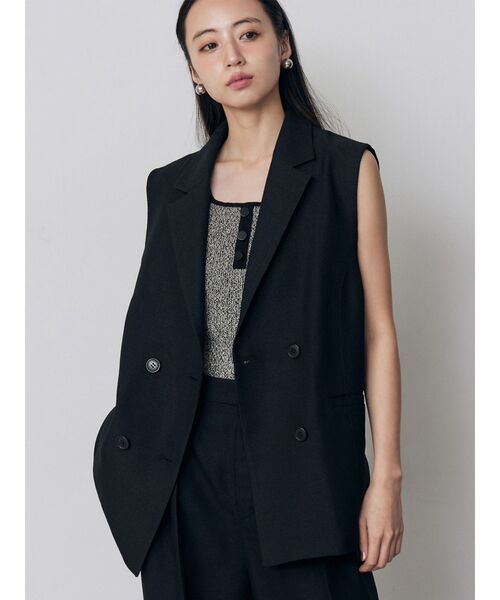 MURUA（ムルーア）の「【セットアップ対応】メッシュダブルジレ（ベスト・レディース・ブラウン/ブラック/アイボリー/グレー・FREE）」の2枚目の写真