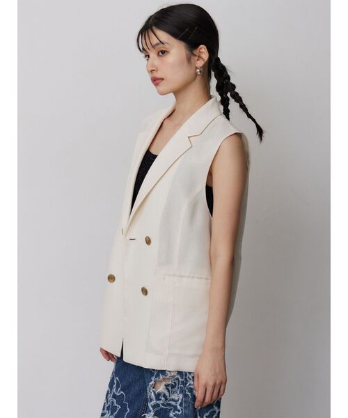 MURUA（ムルーア）の「【セットアップ対応】メッシュダブルジレ（ベスト・レディース・ブラウン/ブラック/アイボリー/グレー・FREE）」の10枚目の写真