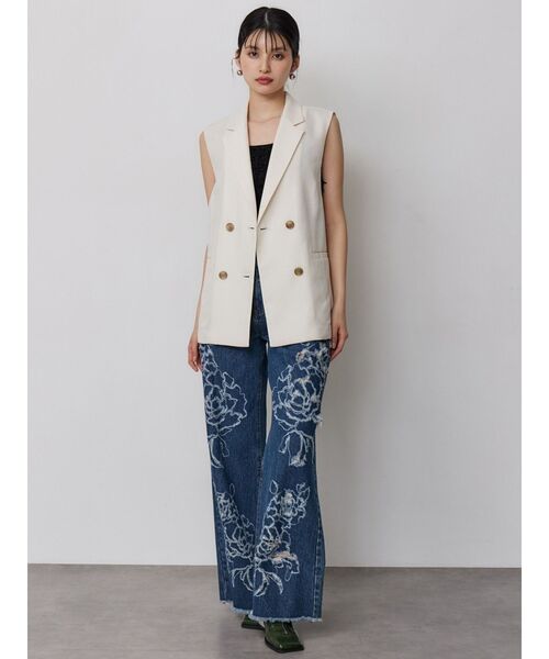 MURUA（ムルーア）の「【セットアップ対応】メッシュダブルジレ（ベスト・レディース・ブラウン/ブラック/アイボリー/グレー・FREE）」の12枚目の写真