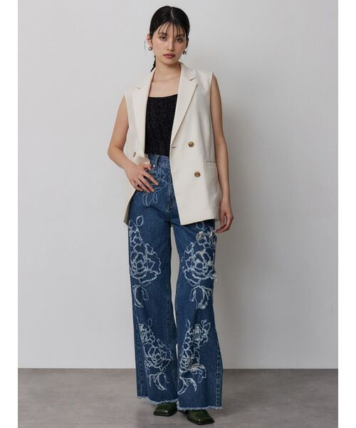 MURUA（ムルーア）の「【セットアップ対応】メッシュダブルジレ（ベスト・レディース・ブラウン/ブラック/アイボリー/グレー・FREE）」の13枚目の写真