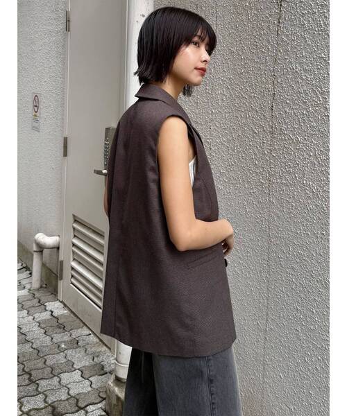 MURUA（ムルーア）の「【セットアップ対応】メッシュダブルジレ（ベスト・レディース・ブラウン/ブラック/アイボリー/グレー・FREE）」の17枚目の写真