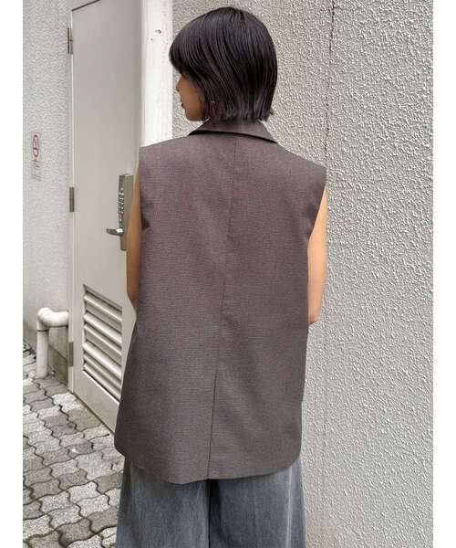 MURUA（ムルーア）の「【セットアップ対応】メッシュダブルジレ（ベスト・レディース・ブラウン/ブラック/アイボリー/グレー・FREE）」の18枚目の写真