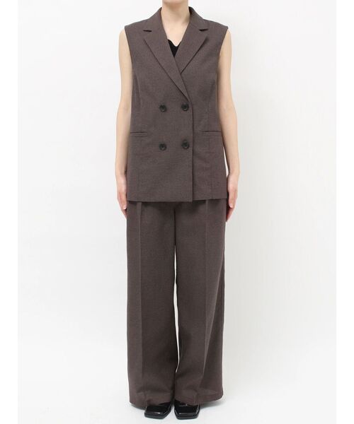 MURUA(ムルーア)の「メッシュダブルジレベスト【セットアップ着用可】 夏服(ベスト・レディース・ブラウン/ブラック/アイボリー/グレー・FREE)」の10枚目の写真