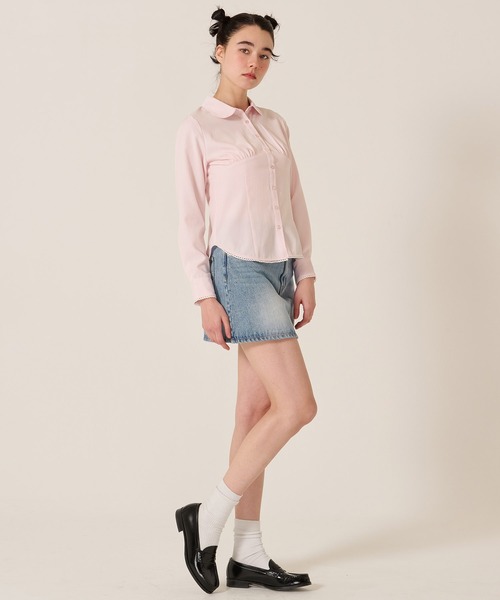 TINA：JOJUN（ティーナジョジュン）の「ウエストシェイプ 丸襟 ブラウス TINA：JOJUN（シャツ/ブラウス・レディース・ピンク/ホワイト・M）」の16枚目の写真