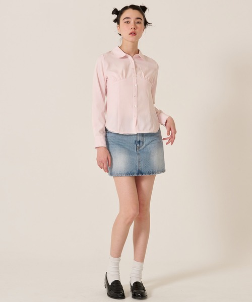 TINA：JOJUN（ティーナジョジュン）の「ウエストシェイプ 丸襟 ブラウス TINA：JOJUN（シャツ/ブラウス・レディース・ピンク/ホワイト・M）」の15枚目の写真