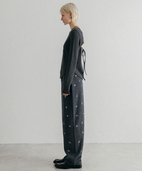 CREDONA(クレドナ)の「BACK OPEN THERMAL TOP/バックオープンサーマルトップ(Tシャツ/カットソー・レディース・アイボリー/グレー・FREE)」の15枚目の写真