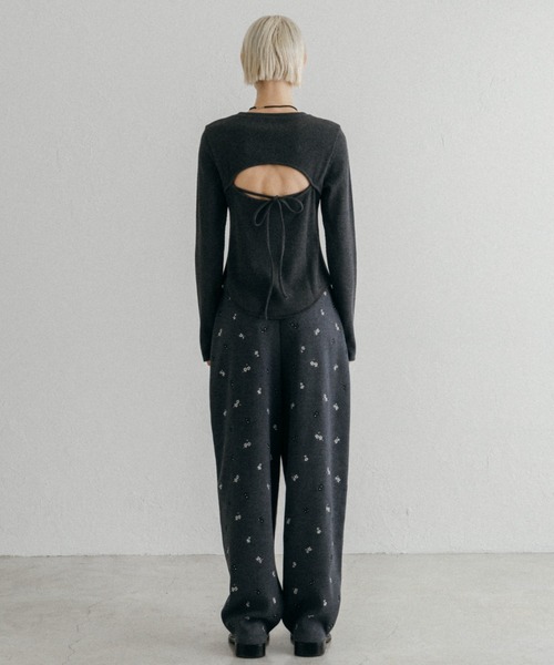CREDONA(クレドナ)の「BACK OPEN THERMAL TOP/バックオープンサーマルトップ(Tシャツ/カットソー・レディース・アイボリー/グレー・FREE)」の16枚目の写真