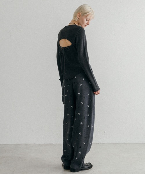 CREDONA(クレドナ)の「BACK OPEN THERMAL TOP/バックオープンサーマルトップ(Tシャツ/カットソー・レディース・アイボリー/グレー・FREE)」の12枚目の写真