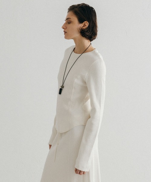 CREDONA(クレドナ)の「BACK OPEN THERMAL TOP/バックオープンサーマルトップ(Tシャツ/カットソー・レディース・アイボリー/グレー・FREE)」の19枚目の写真