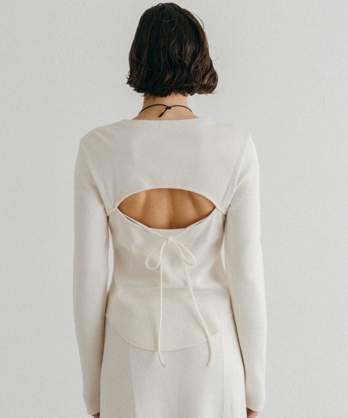 CREDONA(クレドナ)の「BACK OPEN THERMAL TOP/バックオープンサーマルトップ(Tシャツ/カットソー・レディース・アイボリー/グレー・FREE)」の18枚目の写真