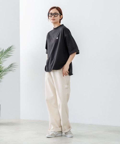 BEVERLY HILLS POLO CLUB(ビバリーヒルズポロクラブ)の「【BEVERLY HILLS POLO CLUB/ビバリーヒルズポロクラブ】【二の腕すっきり・腰回りカバー】ミニ裏毛 袖ロールアップTシャツ 着痩せ 絶妙な丈感(Tシャツ/カットソー・レディース・ネイビー/ライトグリーン/オフホワイト/ブラック・LARGE/MEDIUM)」の19枚目の写真