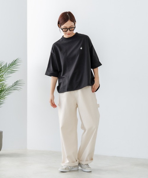 BEVERLY HILLS POLO CLUB(ビバリーヒルズポロクラブ)の「【BEVERLY HILLS POLO CLUB/ビバリーヒルズポロクラブ】【二の腕すっきり・腰回りカバー】ミニ裏毛 袖ロールアップTシャツ 着痩せ 絶妙な丈感(Tシャツ/カットソー・レディース・ネイビー/ライトグリーン/オフホワイト/ブラック・LARGE/MEDIUM)」の20枚目の写真