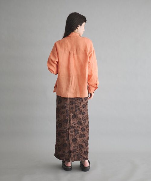 GARAGE OF GOOD CLOTHING(ガレージオブグッドクロージング)の「リネン切り替えポケットショート丈シャツ(シャツ/ブラウス・レディース・ブラウン/オレンジ/オフホワイト・FREE)」の8枚目の写真