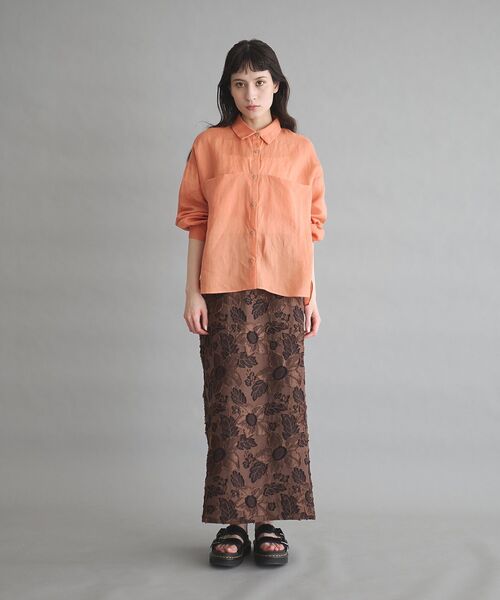 GARAGE OF GOOD CLOTHING(ガレージオブグッドクロージング)の「リネン切り替えポケットショート丈シャツ(シャツ/ブラウス・レディース・ブラウン/オレンジ/オフホワイト・FREE)」の10枚目の写真