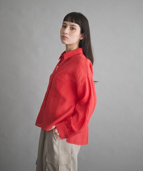 GARAGE OF GOOD CLOTHING(ガレージオブグッドクロージング)の「リネン切り替えポケットショート丈シャツ(シャツ/ブラウス・レディース・ブラウン/オレンジ/オフホワイト・FREE)」の13枚目の写真