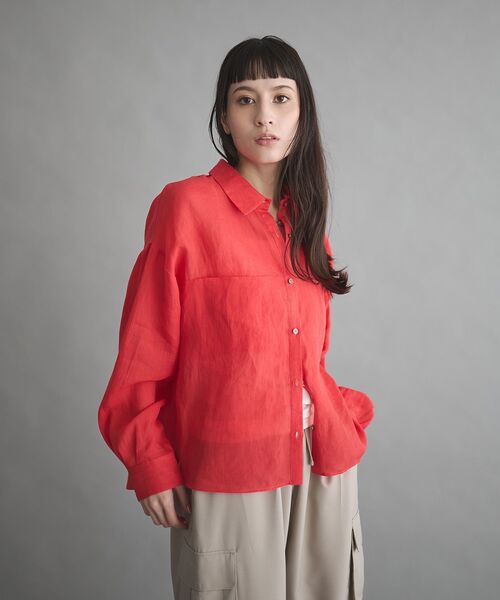 GARAGE OF GOOD CLOTHING(ガレージオブグッドクロージング)の「リネン切り替えポケットショート丈シャツ(シャツ/ブラウス・レディース・ブラウン/オレンジ/オフホワイト・FREE)」の14枚目の写真