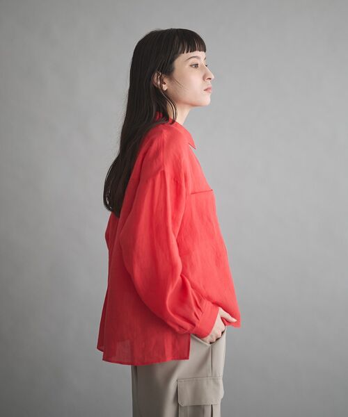 GARAGE OF GOOD CLOTHING(ガレージオブグッドクロージング)の「リネン切り替えポケットショート丈シャツ(シャツ/ブラウス・レディース・ブラウン/オレンジ/オフホワイト・FREE)」の15枚目の写真