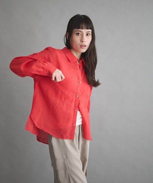 GARAGE OF GOOD CLOTHING(ガレージオブグッドクロージング)の「リネン切り替えポケットショート丈シャツ(シャツ/ブラウス・レディース・ブラウン/オレンジ/オフホワイト・FREE)」の16枚目の写真