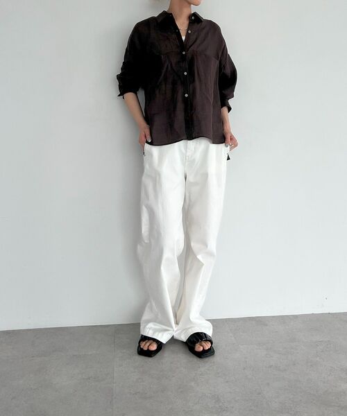 GARAGE OF GOOD CLOTHING(ガレージオブグッドクロージング)の「リネン切り替えポケットショート丈シャツ(シャツ/ブラウス・レディース・ブラウン/オレンジ/オフホワイト・FREE)」の22枚目の写真