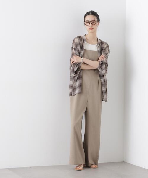 NANO universe（ナノユニバース）の「シアーチェックプリントピンタックスタンドカラーブラウス（シャツ/ブラウス・レディース・ブラック/ベージュ/ネイビー・FREE）」の15枚目の写真