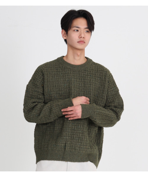 BUTTON SEOUL(ボタンソウル)の「ワッフルボカシラウンドオーバーサイズニット(カーキ)(ニット/セーター・メンズ・その他・L/XL)」の6枚目の写真