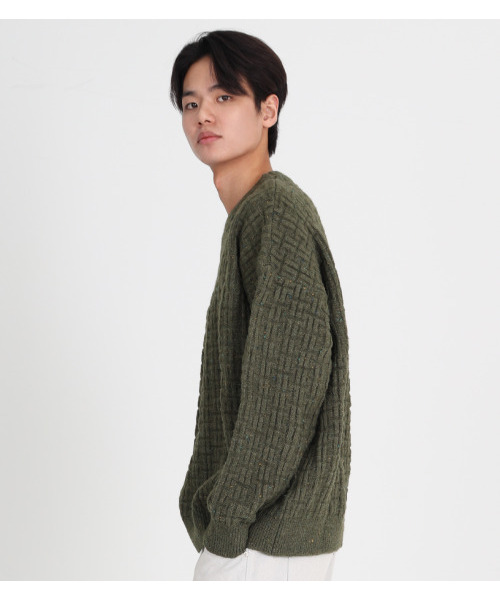 BUTTON SEOUL(ボタンソウル)の「ワッフルボカシラウンドオーバーサイズニット(カーキ)(ニット/セーター・メンズ・その他・L/XL)」の7枚目の写真