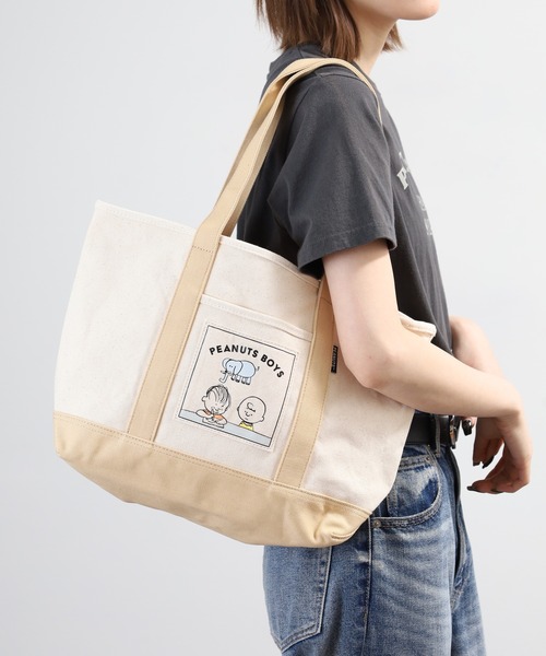 SNOOPY(スヌーピー)の「SNOOPY スヌーピー トートバッグ Peanuts Boys(トートバッグ・レディース・ベージュ/イエロー・FREE)」の19枚目の写真