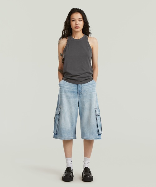 G-STAR(ジースター)の「Patti Cargo Shorts/ワイドカーゴデニムショートパンツ(その他パンツ・レディース・ライトブルー・24inch/25inch/26inch/27inch)」の1枚目の写真