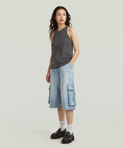 G-STAR(ジースター)の「Patti Cargo Shorts/ワイドカーゴデニムショートパンツ(その他パンツ・レディース・ライトブルー・24inch/25inch/26inch/27inch)」の6枚目の写真