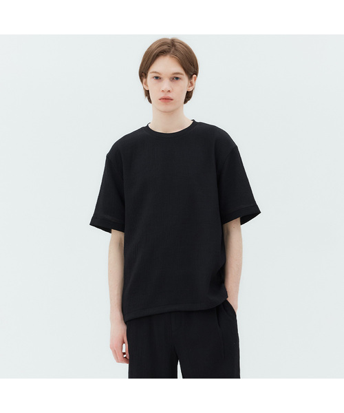MINDBRIDGE(マインドブリッジ)の「クリンクルセミオーバーフィットTシャツ MYTS3130(Tシャツ/カットソー・メンズ・ブラック・100/110/95/105)」の1枚目の写真