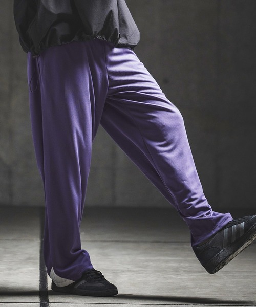GLIMCLAP(グリムクラップ)の「mp14934- Sheer Waffle Fabric Track Pants トラックパンツ(202-061-gls-cg)(その他パンツ・メンズ・キナリ/パープル/ブラック・S/M/L)」の1枚目の写真