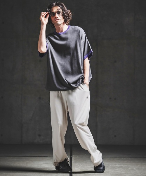 GLIMCLAP(グリムクラップ)の「mp14934- Sheer Waffle Fabric Track Pants トラックパンツ(202-061-gls-cg)(その他パンツ・メンズ・キナリ/パープル/ブラック・S/M/L)」の8枚目の写真