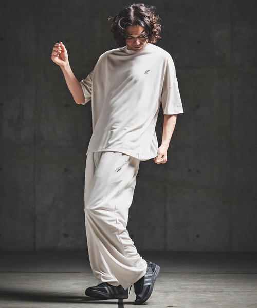 GLIMCLAP(グリムクラップ)の「mp14934- Sheer Waffle Fabric Track Pants トラックパンツ(202-061-gls-cg)(その他パンツ・メンズ・キナリ/パープル/ブラック・S/M/L)」の9枚目の写真
