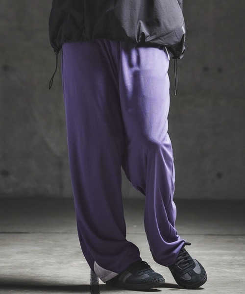 GLIMCLAP(グリムクラップ)の「mp14934- Sheer Waffle Fabric Track Pants トラックパンツ(202-061-gls-cg)(その他パンツ・メンズ・キナリ/パープル/ブラック・S/M/L)」の16枚目の写真