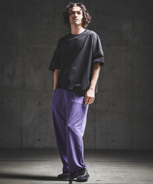 GLIMCLAP(グリムクラップ)の「mp14934- Sheer Waffle Fabric Track Pants トラックパンツ(202-061-gls-cg)(その他パンツ・メンズ・キナリ/パープル/ブラック・S/M/L)」の18枚目の写真