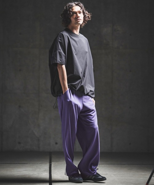 GLIMCLAP(グリムクラップ)の「mp14934- Sheer Waffle Fabric Track Pants トラックパンツ(202-061-gls-cg)(その他パンツ・メンズ・キナリ/パープル/ブラック・S/M/L)」の19枚目の写真