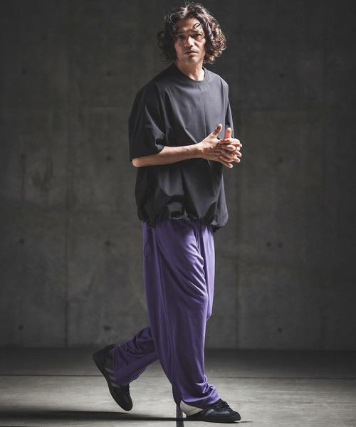 GLIMCLAP(グリムクラップ)の「mp14934- Sheer Waffle Fabric Track Pants トラックパンツ(202-061-gls-cg)(その他パンツ・メンズ・キナリ/パープル/ブラック・S/M/L)」の20枚目の写真