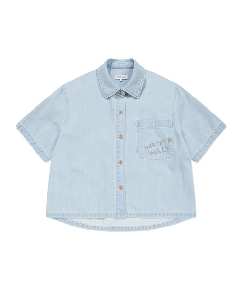 Wacky WiLLy（ワッキーウィリー）の「WOMEN'S LOW ONS DENIM SHORT SLEEVE SHIRT（シャツ/ブラウス・レディース・ライトブルー/ブルー・SMALL/MEDIUM）」の3枚目の写真