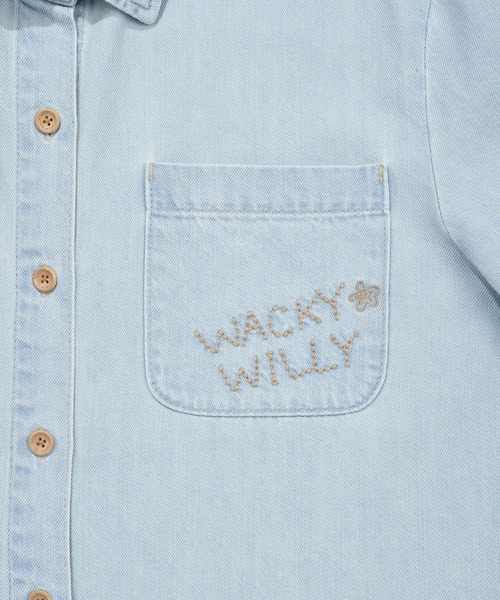 Wacky WiLLy（ワッキーウィリー）の「WOMEN'S LOW ONS DENIM SHORT SLEEVE SHIRT（シャツ/ブラウス・レディース・ライトブルー/ブルー・SMALL/MEDIUM）」の6枚目の写真