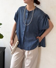Chez toi | 【体型カバー】【2WAY仕様】パウダー加工デニムドルマンブラウス(シャツ/ブラウス)